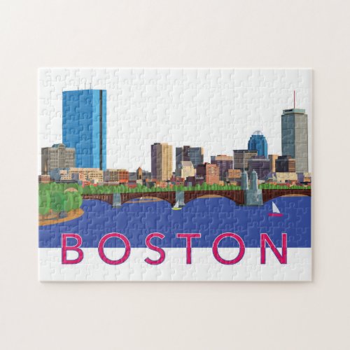 Back Bay Boston Skyline Illustration Jigsaw Puzzle