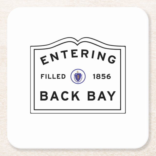 Back Bay Boston Square Paper Coaster (Front)