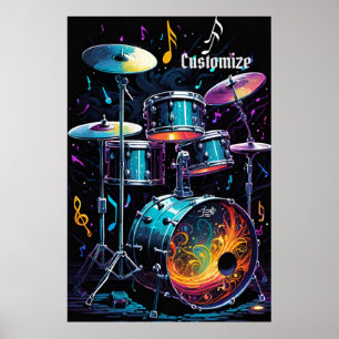 Back Beat Drum Set Poster