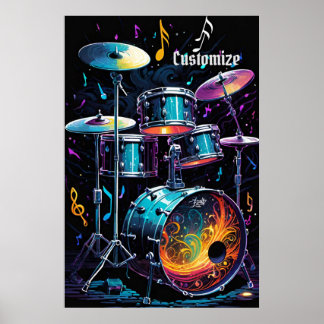 Back Beat Drum Set Poster