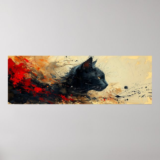 Back cat abstract painting poster (Front)