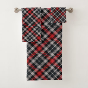 Back Country Cabin Black Red & Gray Tartan Plaid Bath Towel Set