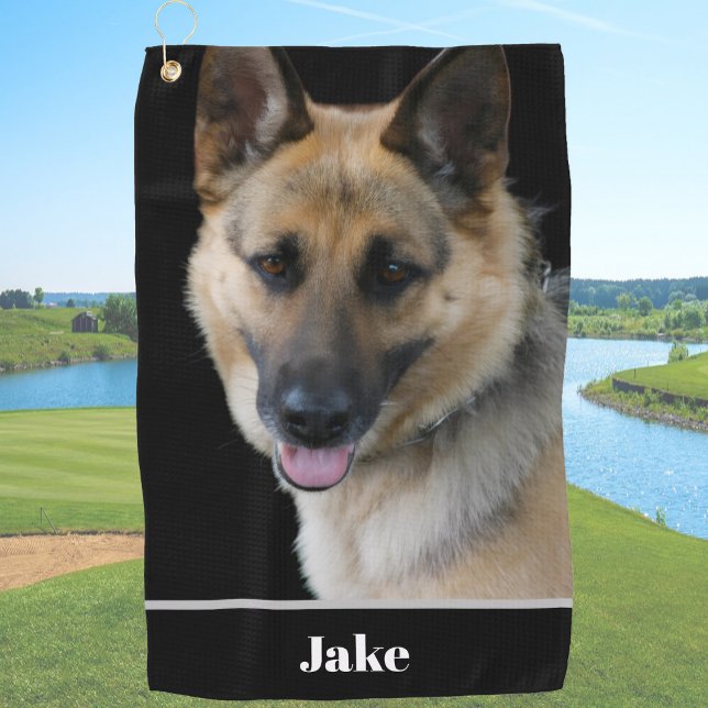 Back Custom Name Dog Photo Personalized Golf Towel (Creator Uploaded)