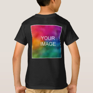 Back Design Add Image Template Kids Boys Black T-Shirt