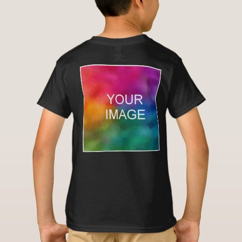 Back Design Add Image Template Kids Boys Black T_Shirt