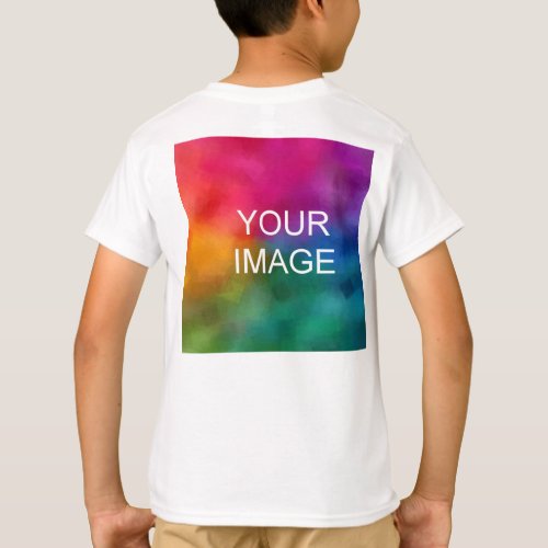 Back Design Add Image White Template Kids Boys T_Shirt
