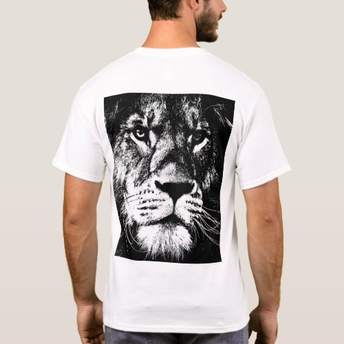 Back Design Modern Pop Art Lion Face Template Mens T_Shirt