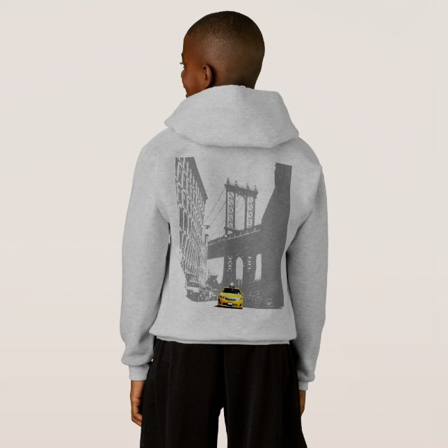 Back Design New York Nyc Brooklyn Kids Boys Hoodie (Back Full)