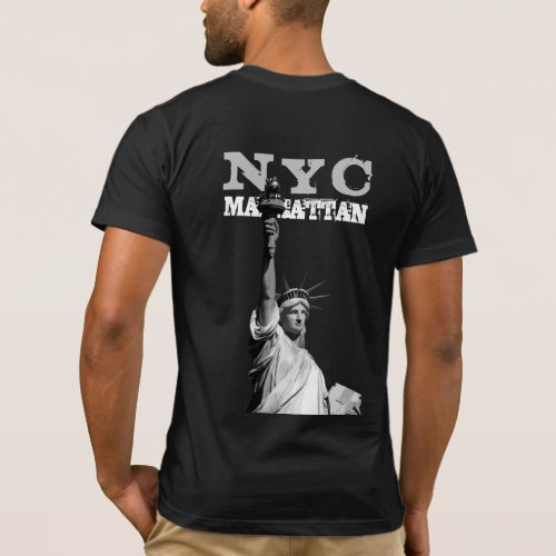 Back Design New York Nyc Manhattan Liberty Statue T_Shirt