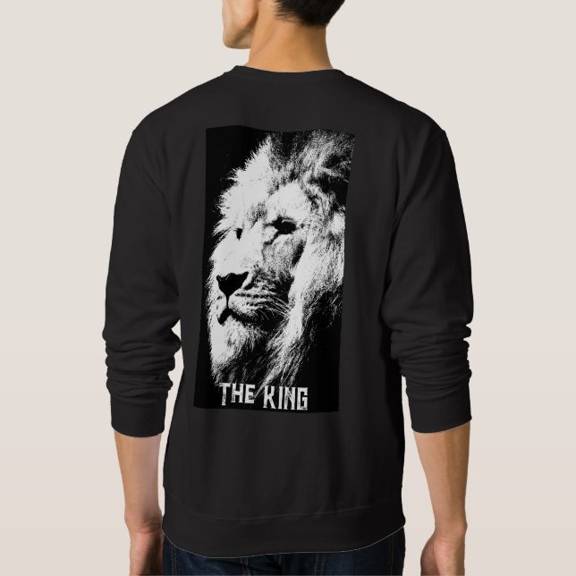 Back Design Print Pop Art Lion Elegant Mens Modern Sweatshirt (Back)