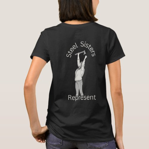 Back Design Steel Sisters Womens T_shirt