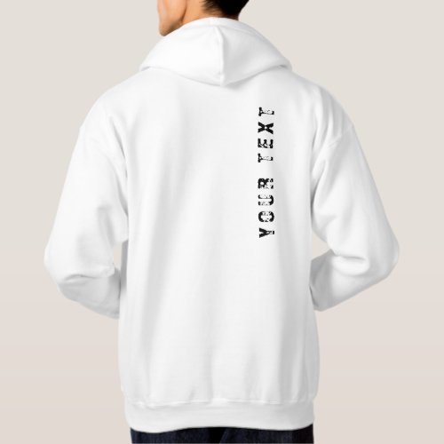 Back Design Your Text Template Mens White Modern Hoodie