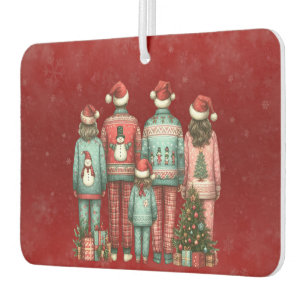 Back Facing Family of Four In Christmas PJ's Air Freshener
