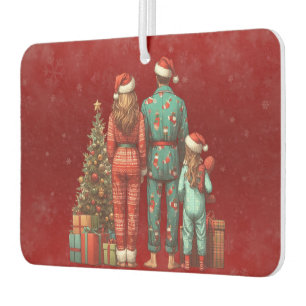 Back Facing Family of Three In Christmas PJ's Air Freshener