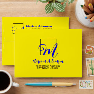 Back & Front: Name Monogram Return Address On Envelope
