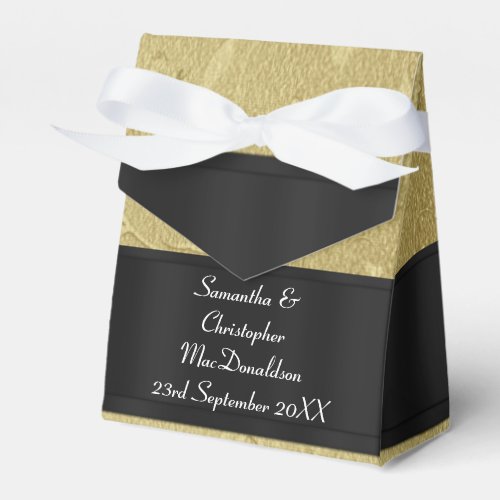 Back gold damask wedding favor boxes