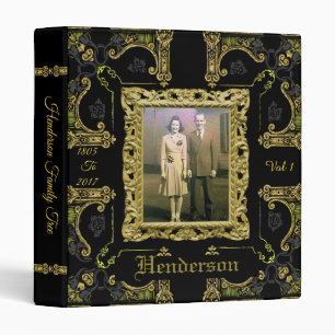 Back Gold Vintage Antique Family Tree 3 Ring Binder