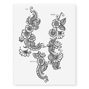 back henna design temporary tattoo sheet