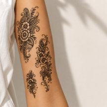 Back Henna Design Temporary Tattoo Sheet – Floral