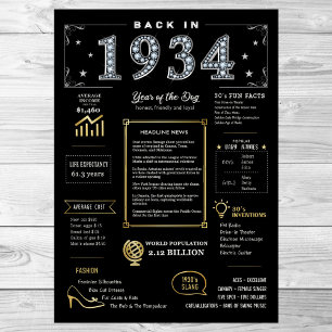 Back In 1934 Printable Poster, 1934 Birthday Sign