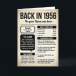 Back in 1956, 70th Birthday Card, Custom Name Card<br><div class="desc">Celebrate an 70th birthday with a nostalgic look back at 1956 — the year it all began. This personalized birthday card features fun facts and highlights from 1956, including 1940s slang, what was in style, and cost-of-living facts, all presented in a clean, timeless design. Inside, a heartfelt message reminds them...</div>