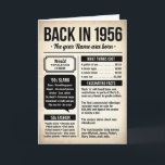 Back in 1956, 70th Birthday Card, Custom Name Card<br><div class="desc">Celebrate an 70th birthday with a nostalgic look back at 1956 — the year it all began. This personalized birthday card features fun facts and highlights from 1956, including 1940s slang, what was in style, and cost-of-living facts, all presented in a clean, timeless design. Inside, a heartfelt message reminds them...</div>