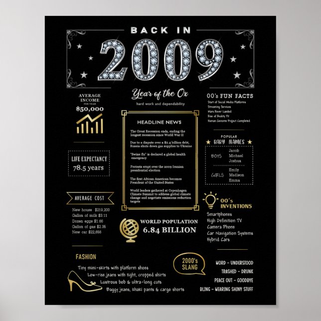 Back In 2009 Printable Poster, 2009 Birthday Sign | Zazzle