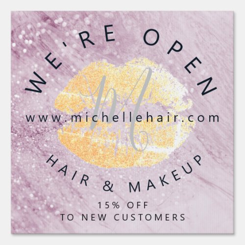 back in business glitter hair and makeup sign