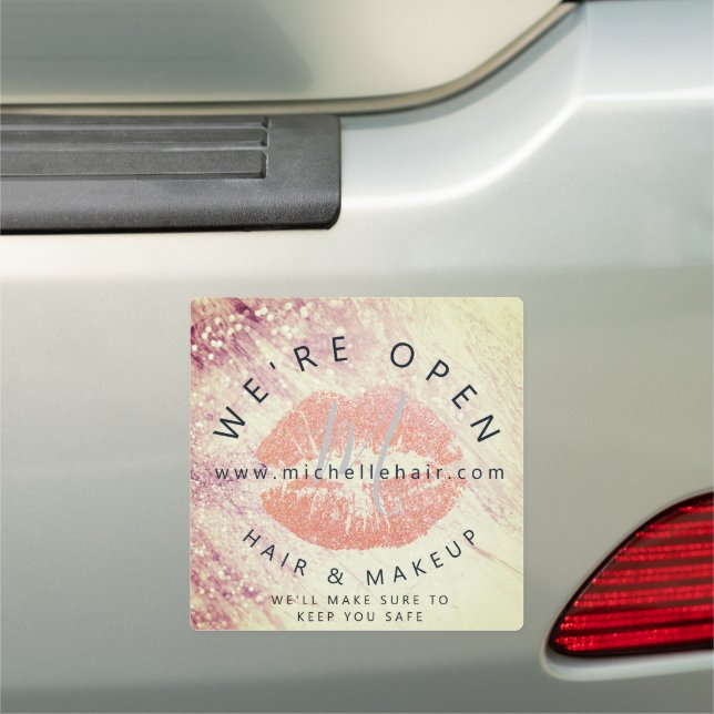 Back in business hair and makeup glitter car magnet (In Situ)
