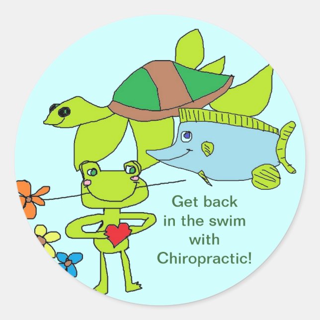 Back in swim with Chiropractic stickers (Front)