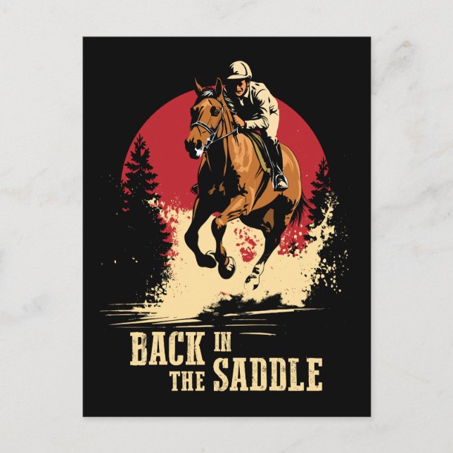 Back In The Saddle - Horse Racing Postcard (Front)