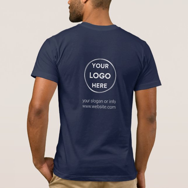Back Logo | Navy Business Modern Company Staff T-Shirt (Back)