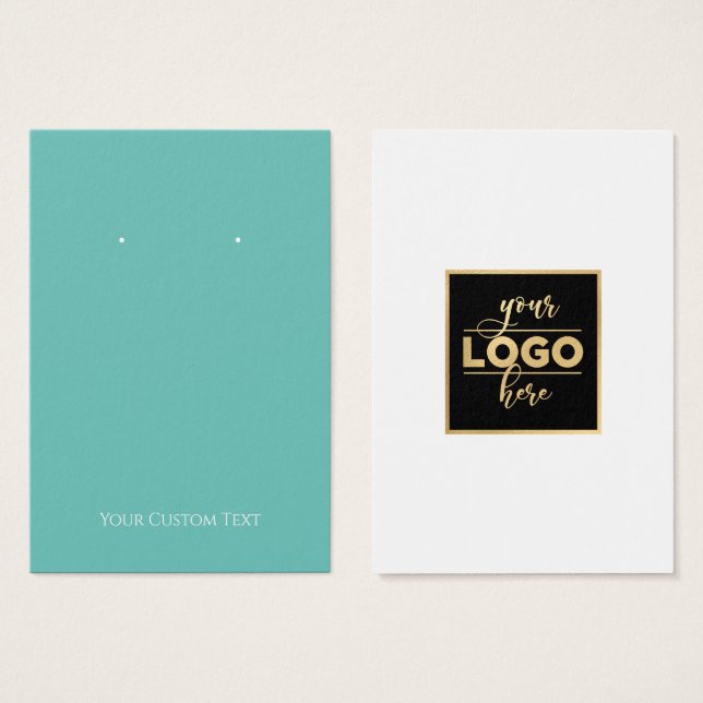 Back Logo Teal Aqua Blue Earring Display Card (Front & Back)