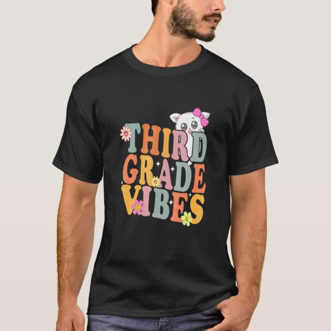 Back O School Hird Grade Vibes Student Eacher Cute T-Shirt (Front)