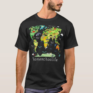 Back o School Homeschool World Map Geography T-Shirt