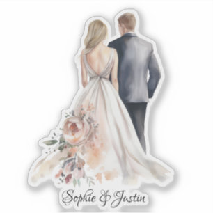 Back of Bride & Groom Personalized Sticker