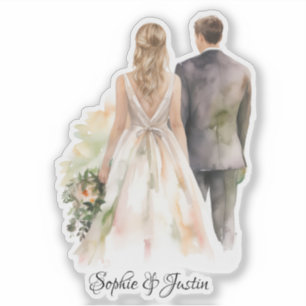 Back of Bride & Groom Personalized Sticker