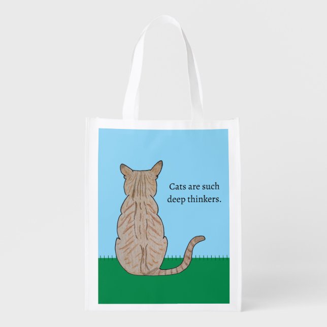 Back of Cat-Cats such deep thinkers Grocery Bag (Front)
