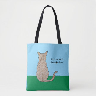 Back of Cat-Cats such deep thinkers Tote Bag