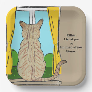 Back of Cat Trust or Mad Round Clock Paper Plates