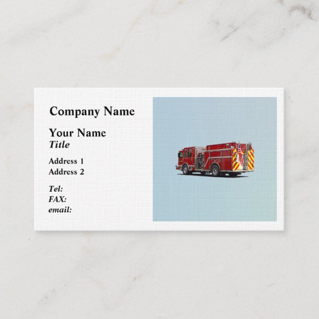 Back of Fire Engine With American Flag Business Card (Front)