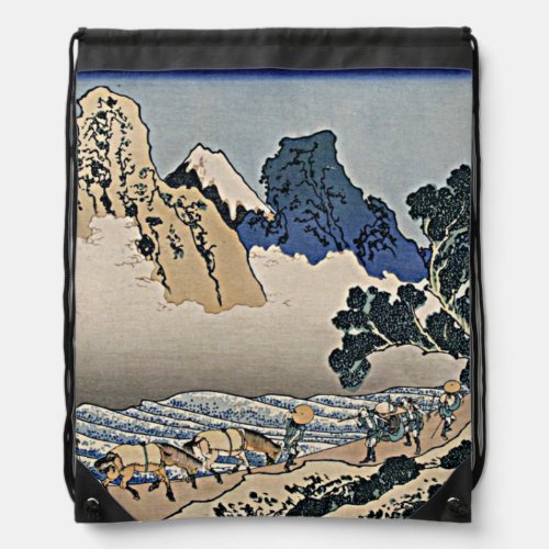 Back of Fuji mountain from Minobu river Hokusai   Drawstring Bag