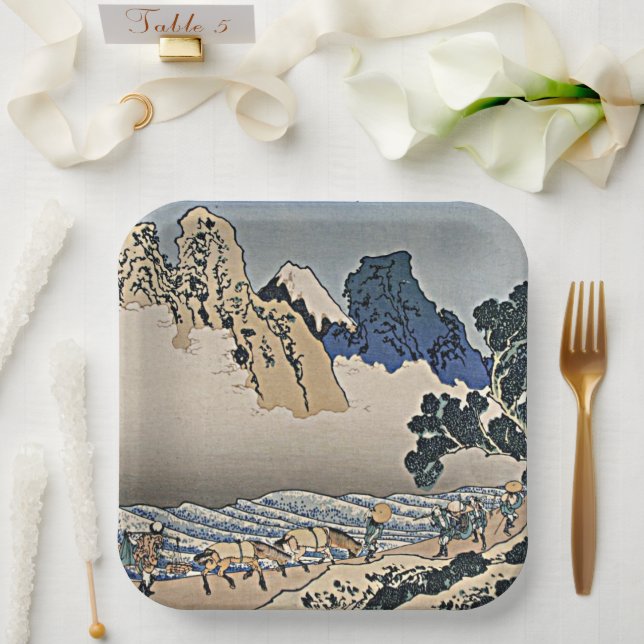 Back of Fuji mountain from Minobu river Hokusai  Paper Plates (Wedding)