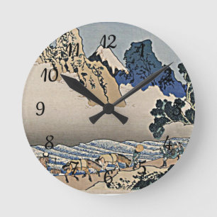 Back of Fuji mountain from Minobu river Hokusai Round Clock