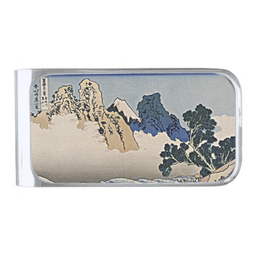 Back of Fuji mountain from Minobu river Hokusai    Silver Finish Money Clip