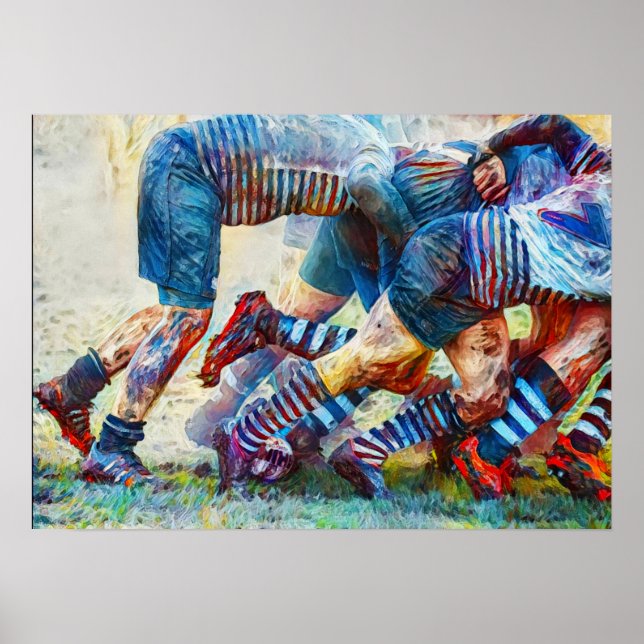 Back Of The Scrum - Rugby Painting Print (Front)
