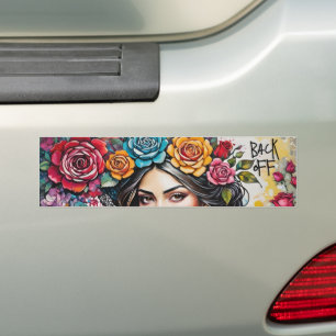 "Back Off" Boho Floral Bumper Sticker