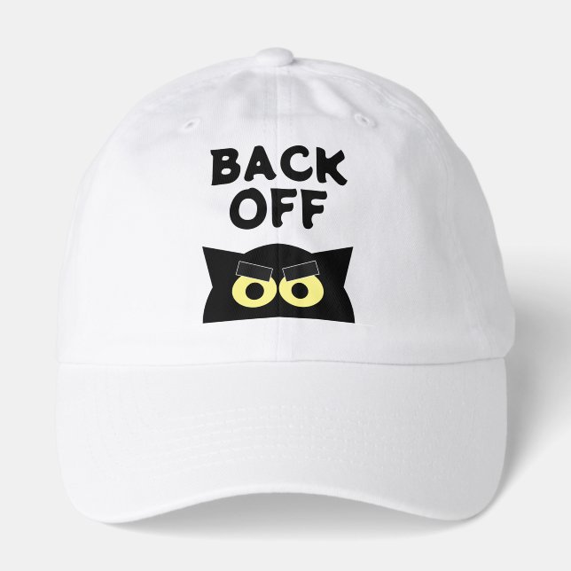 Back Off funny fierce kitty cat hat (Front)