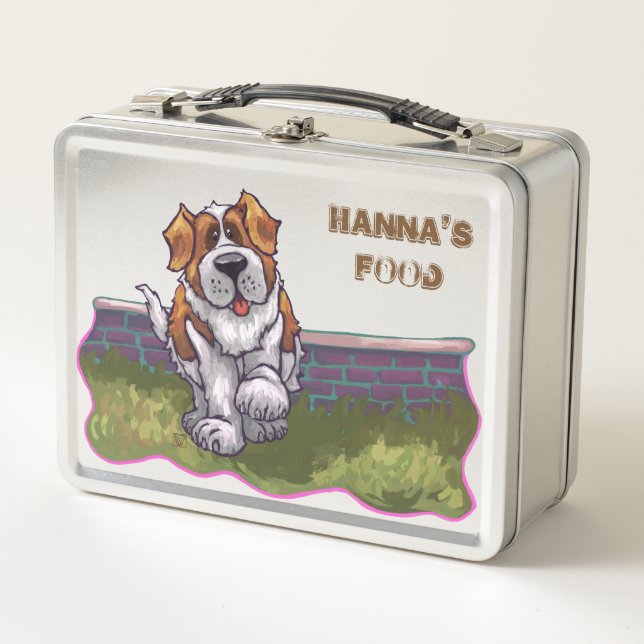 Back Off Personalized Saint Bernard Luchbox Metal Lunch Box (Front)