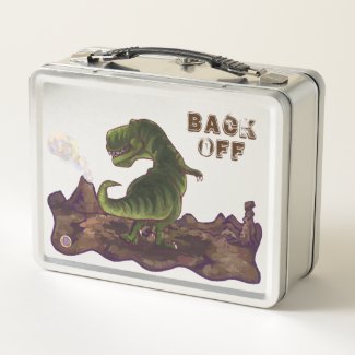 Back Off Personalized T-Rex Luchbox Metal Lunch Box